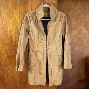 JOHN CARLISLE Tan Leather Jacket Sz M